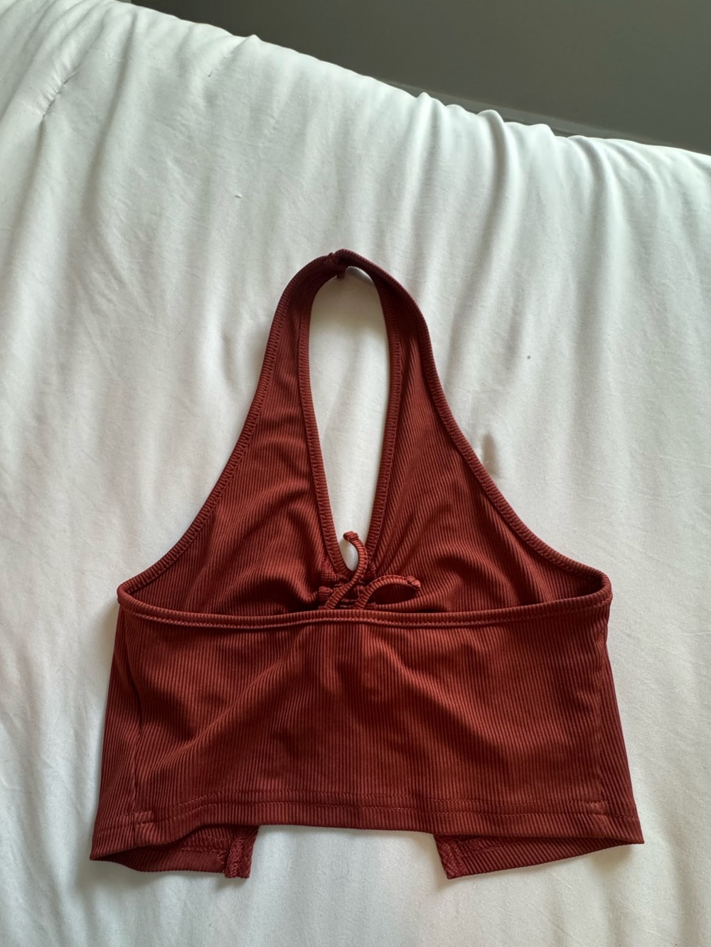 SHEIN Rust Halter Ruched Ribbed Crop Top - Picture 2 of 3